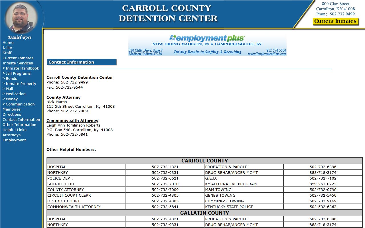 Carroll County arrest records and court charges detention contact directory
