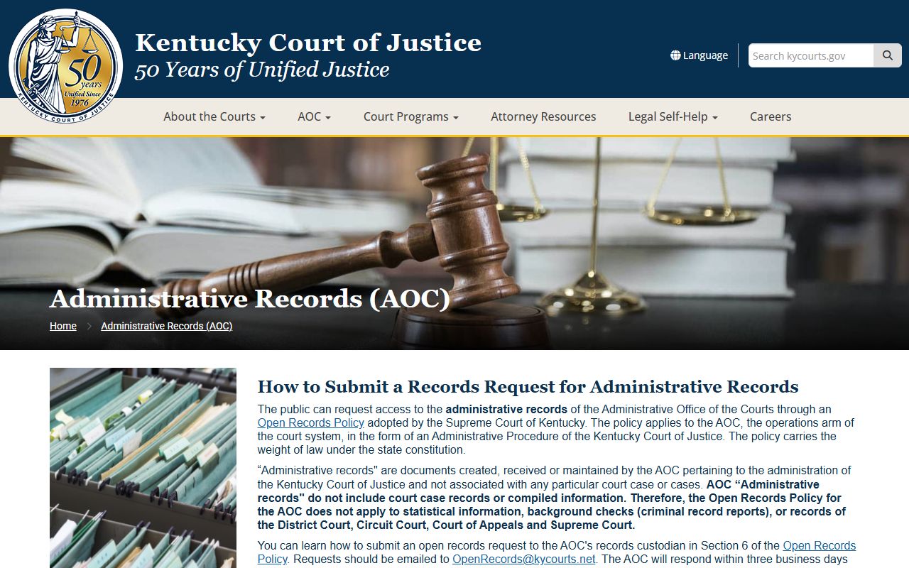 Carroll County court records AOC administrative open records instructions