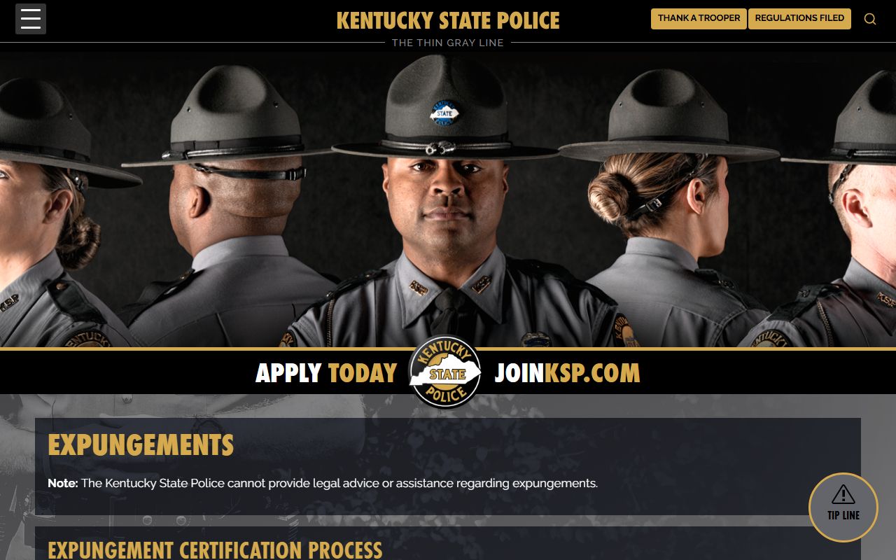 Carroll County criminal court records Kentucky State Police expungement certification
