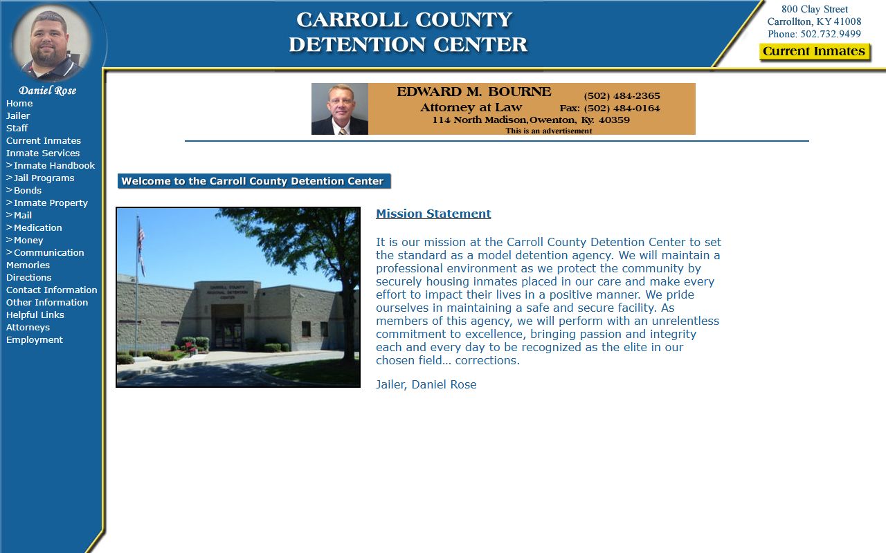 Carroll County inmate records detention center main site navigation